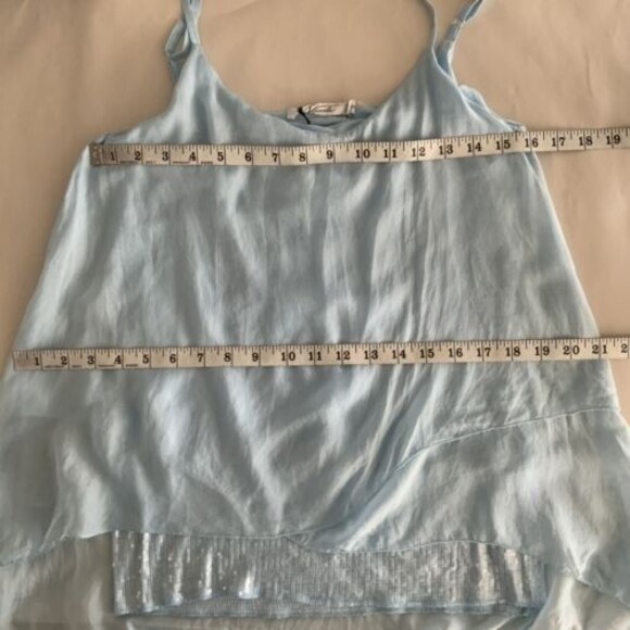 100% Silk Sequin Detail Hi-low Cami Top Sky Blue Nicole S - Picture 6 of 13